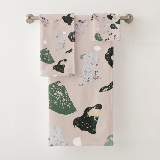 Groen Terrazzo Patroon Bad Handdoek (Insitu)