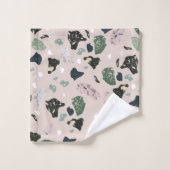 Groen Terrazzo Patroon Bad Handdoek (Wasdoekje)