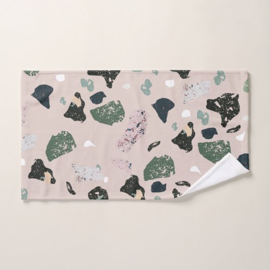 Groen Terrazzo Patroon Bad Handdoek (Handdoek)