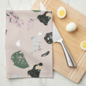 Groen Terrazzo Patroon Theedoek (Quarter Fold)