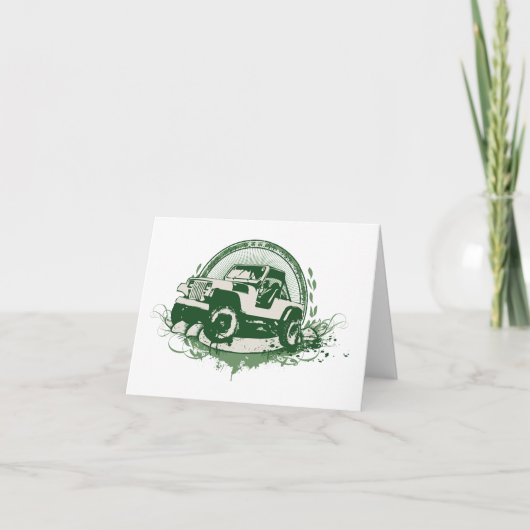 Groen terreinvoertuig bedankkaart (Voorkant)