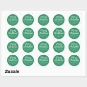 Groen terugzendadres voor Merry Kerstscript Ronde Sticker (Vel)