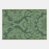 Groen  textiel bloemmotieven inpakpapier vel (Voorkant 3)