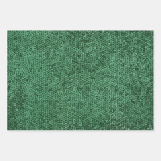 Groen textiepatroon voor mozaïekGlas in lood Inpakpapier Vel (Voorkant 3)