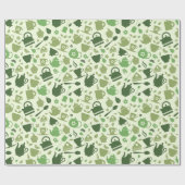 Groen theepatroon met theethema's cadeaupapier (Vlak)