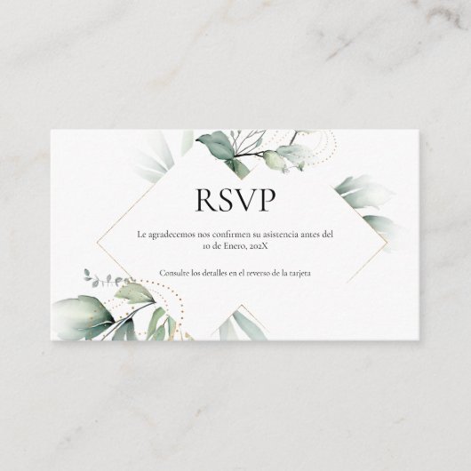 Groen thema Bruiloft RSVP Kaart (Voorkant)