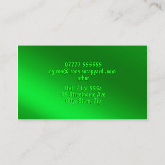 Groen thema - Schrapper/Recycling-Plant Visitekaartje (Achterkant)