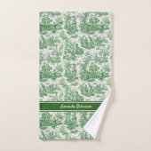  groen toile de jouy bedrukt bad handdoek (Handdoek)