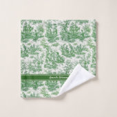  groen toile de jouy bedrukt bad handdoek (Wasdoekje)