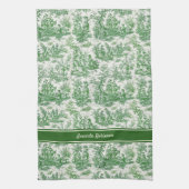 groen toile de jouy bedrukt theedoek (Verticaal)