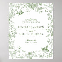 Groen Toile De Jouy Bloemen Huwelijks Welkom Bord