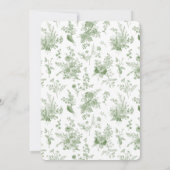 Groen Toile De Jouy Vintage Bloem Doop Kaart (Achterkant)