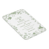 Groen Toile De Jouy Vintage Bloemige Save the Date Magneet (Rechterzijde)