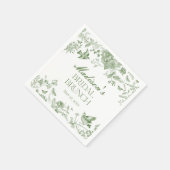 Groen Toile De Jouy Vintage Bloemstuk Bruids Bruil Servet (Hoek)