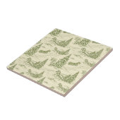 Groen toile kerst slee rit patroon tegeltje (Zijkant)