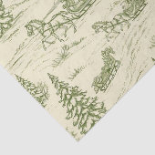Groen toile kerst slee rit patroon tissuepapier (Detail)