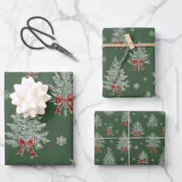 Groen Toile Kerstboom Patroon Inpakpapier Vel