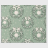 Groen Toile Kerstkranspatroon Cadeaupapier (Vlak)