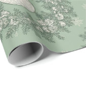 Groen Toile Kerstkranspatroon Cadeaupapier (Rol Hoek)