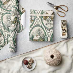 Groen toile landhuis frame roosterpatroon cadeaupapier