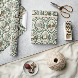 Groen toile landhuis frame roosterpatroon cadeaupapier