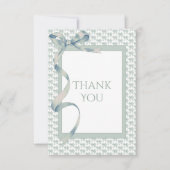 Groen Toile lint  Elegant Baby shower Bedankkaart (Voorkant)