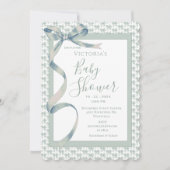 Groen Toile lint  Elegant Baby shower Kaart (Voorkant)