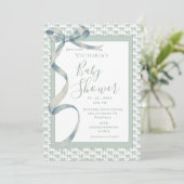 Groen Toile lint  Elegant Baby shower Kaart (Staand voorkant)