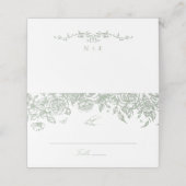 Groen Toile Trouwgevouwen Place Card Chinoiserie Plaatskaartje (Buitenkant ongevouwen)