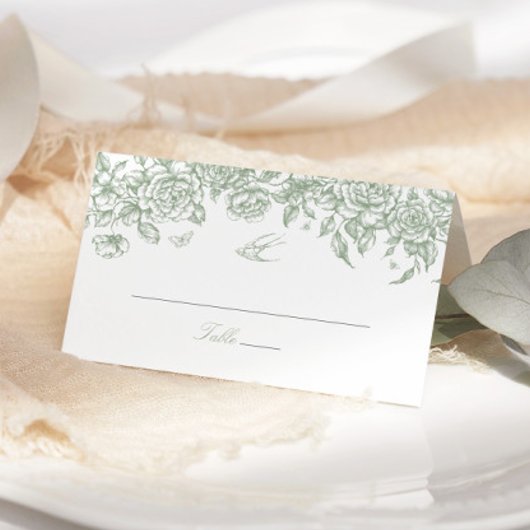 Groen Toile Trouwgevouwen Place Card Chinoiserie Plaatskaartje