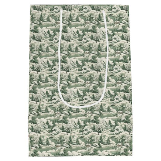 Groen toilet besneeuwd landschap medium cadeauzakje (Achterkant)