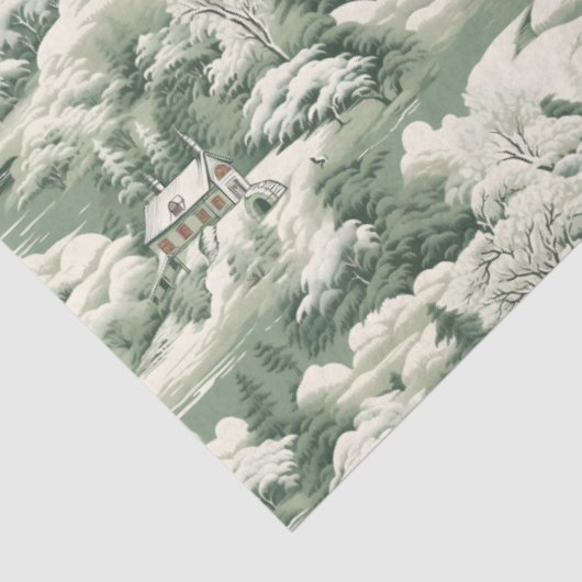 Groen toilet besneeuwd landschap tissuepapier (Detail)