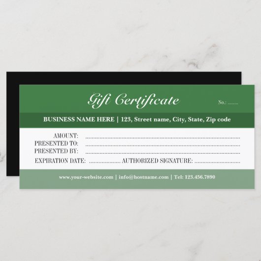 Groen Tones Cadeaubon (Voorkant / Achterkant)