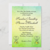 Groen tot geel Getextureerde Tennis Bruiloft Uitno Kaart (Voorkant)