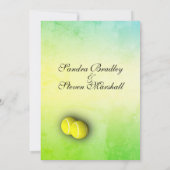 Groen tot geel Getextureerde Tennis Bruiloft Uitno Kaart (Achterkant)