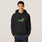 Groen tot geel gradiënt Dachshund Hoodie (Voorkant volledig)