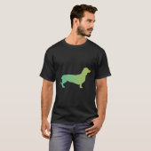 Groen tot geel gradiënt Dachshund T-shirt (Voorkant volledig)
