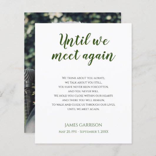 Groen tot we elkaar weer herdenkingsgedicht met fo (Voorkant / Achterkant)