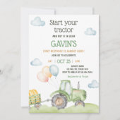 Groen Tractor Boerderij Verjaardagsfeest Kaart (Voorkant)