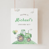 Groen Tractor Verjaardag Welkomstbord Foto Afdruk