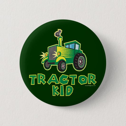 Groen tractorKind Ronde Button 5,7 Cm (Voorkant)