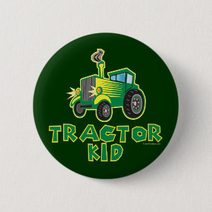 Groen tractorKind Ronde Button 5,7 Cm