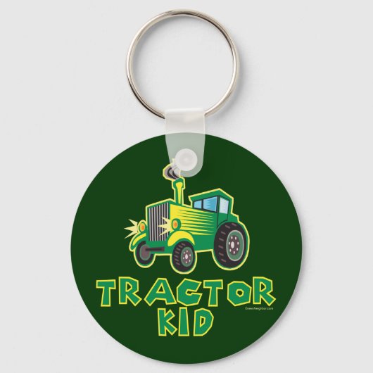 Groen tractorKind Sleutelhanger (Voorkant)