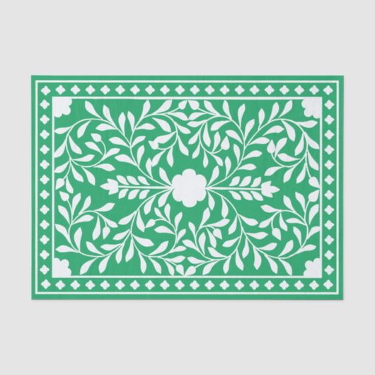Groen Traditioneel Been Inlegwerk Decoupage Papier (Voorkant)