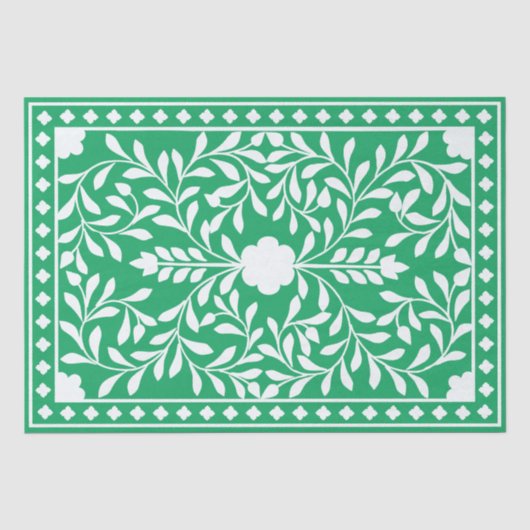 Groen Traditioneel Been Inlegwerk Decoupage Papier (Voorkant)