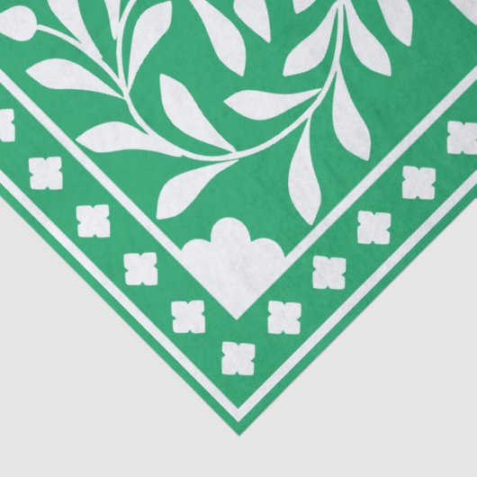 Groen Traditioneel Bot Inlegwerk Decoupage Papier (Detail)