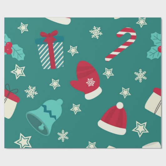 Groen traditioneel kerstpapier cadeaupapier (Vlak)