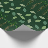 groen trapsgewijs wijnrankblad cadeaupapier (Hoek)