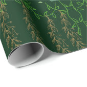 groen trapsgewijs wijnrankblad cadeaupapier (Rol Hoek)