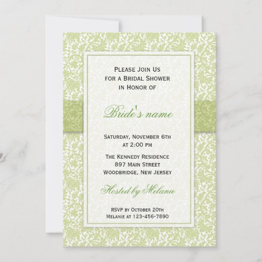 Groen: : Trendy Wedding Bridal Shower-uitnodiginge Kaart (Voorkant)